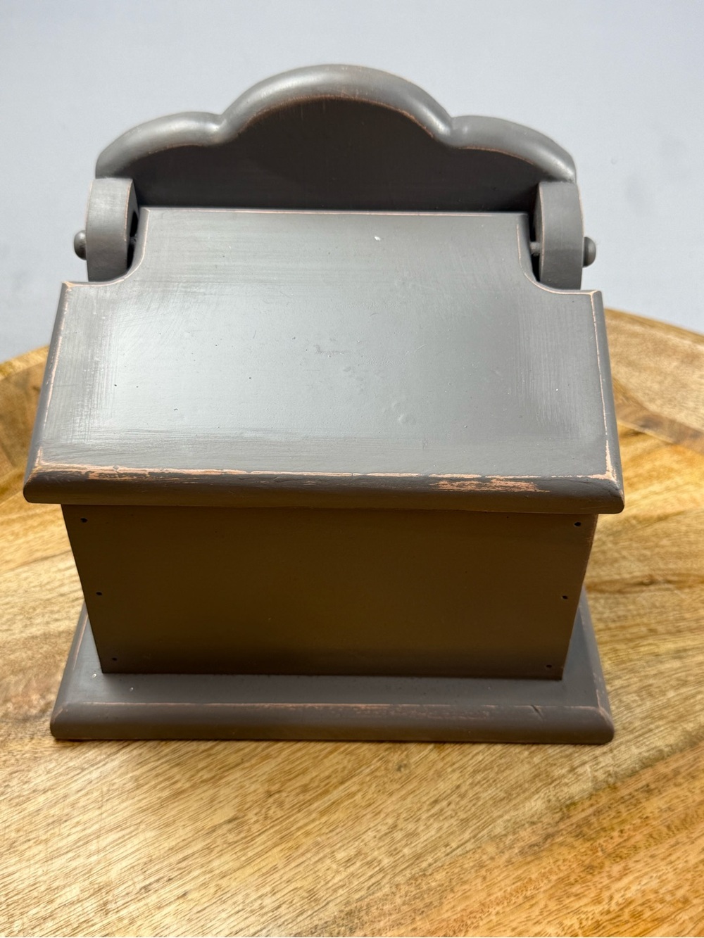 Vintage Wood Recipe Box Hinged Lid Distressed Farmhouse Kitchen Storage